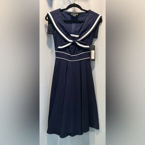 Stop Staring Classic Navy and White Dress